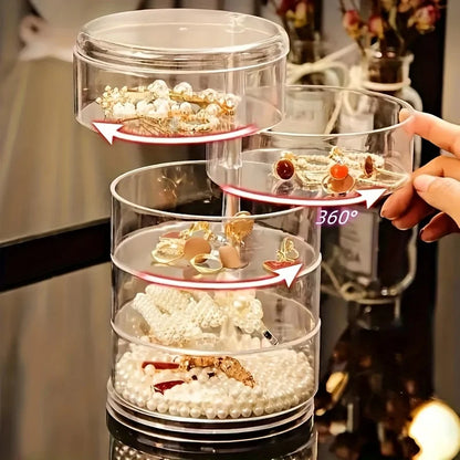 Clear 5 Tier Rotating Jewelry Cosmetic Box
