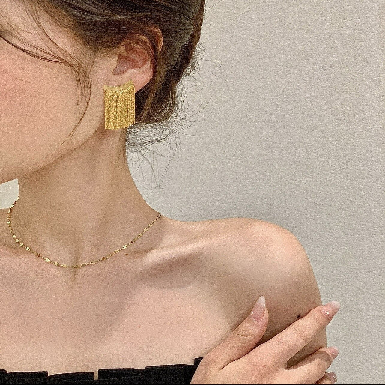 Luxury Gold Drop Tassel Earrings