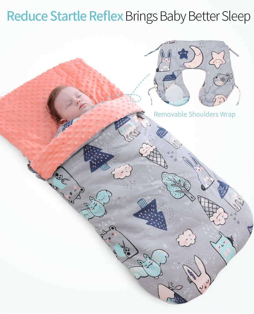 Soft Baby Sleep Sack with Hooded Minky Blanket