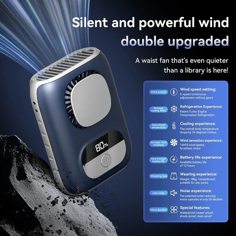Compact Personal Waist Fan with LED Display