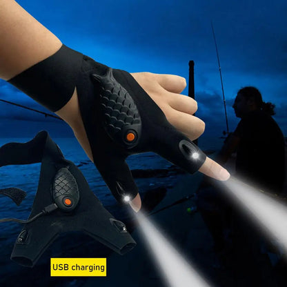 Waterproof LED Fishing Gloves with Rechargeable Lights