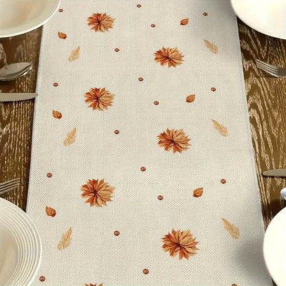 Autumn Floral Table Runner, Washable Linen Style, 150-275cm