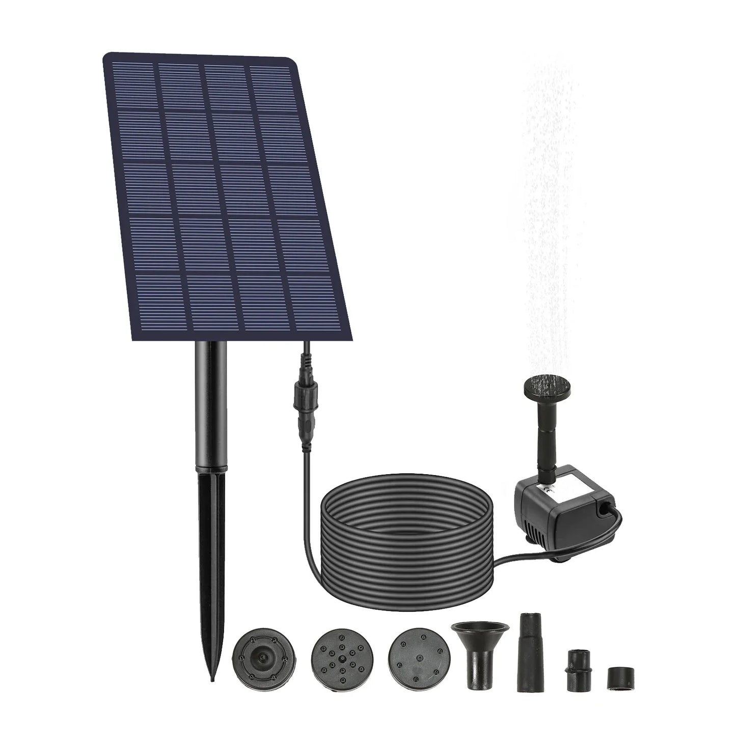 Solar Powered Garden Fountain Kit with 4 Spray Nozzles