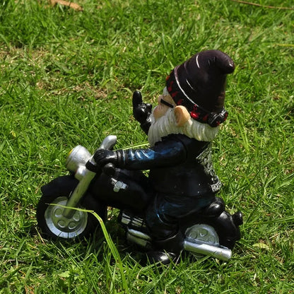 Fun Garden Gnome on Bike Resin Statue