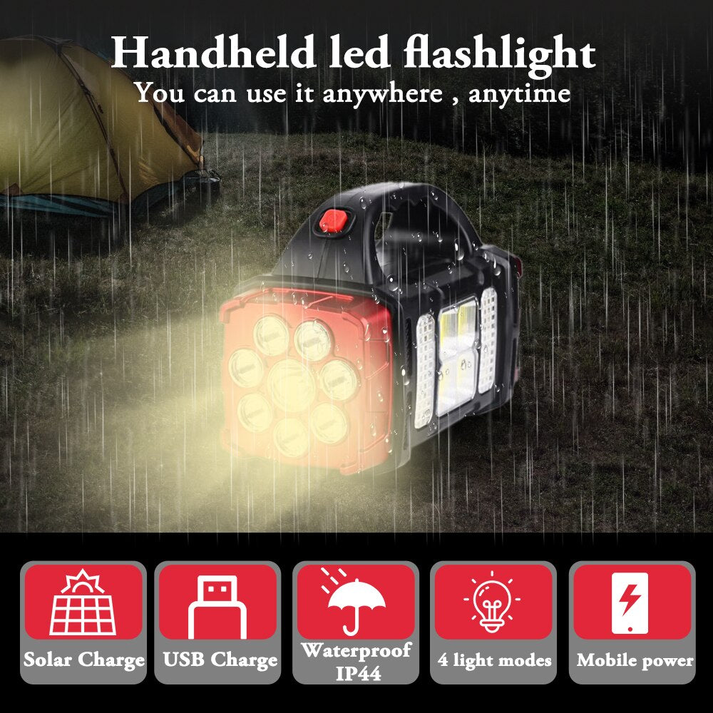 Bright Portable Solar Powered LED Flashlight Charger