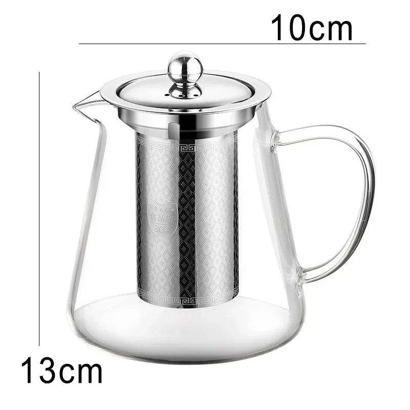 Large Heatproof Glass Teapot with Stainless Steel Infuser