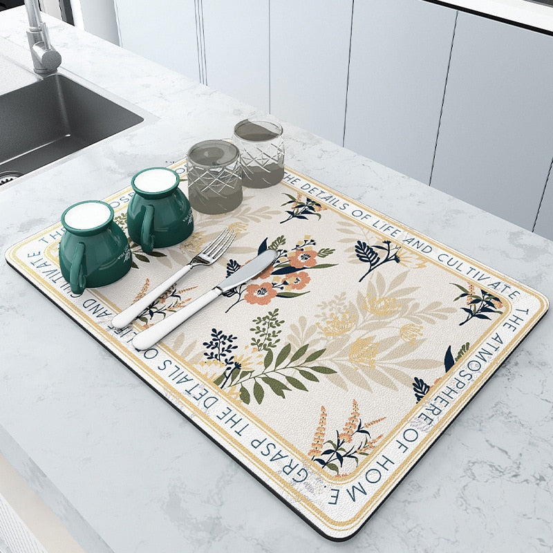 Non-Slip Kitchen Mat for Drying Dishes Safely