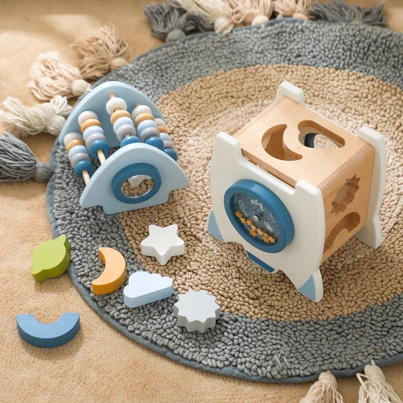 Natural Wood Space Building Blocks Set