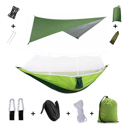 Lightweight Portable Camping Hammock with Bug Net & Rain Fly