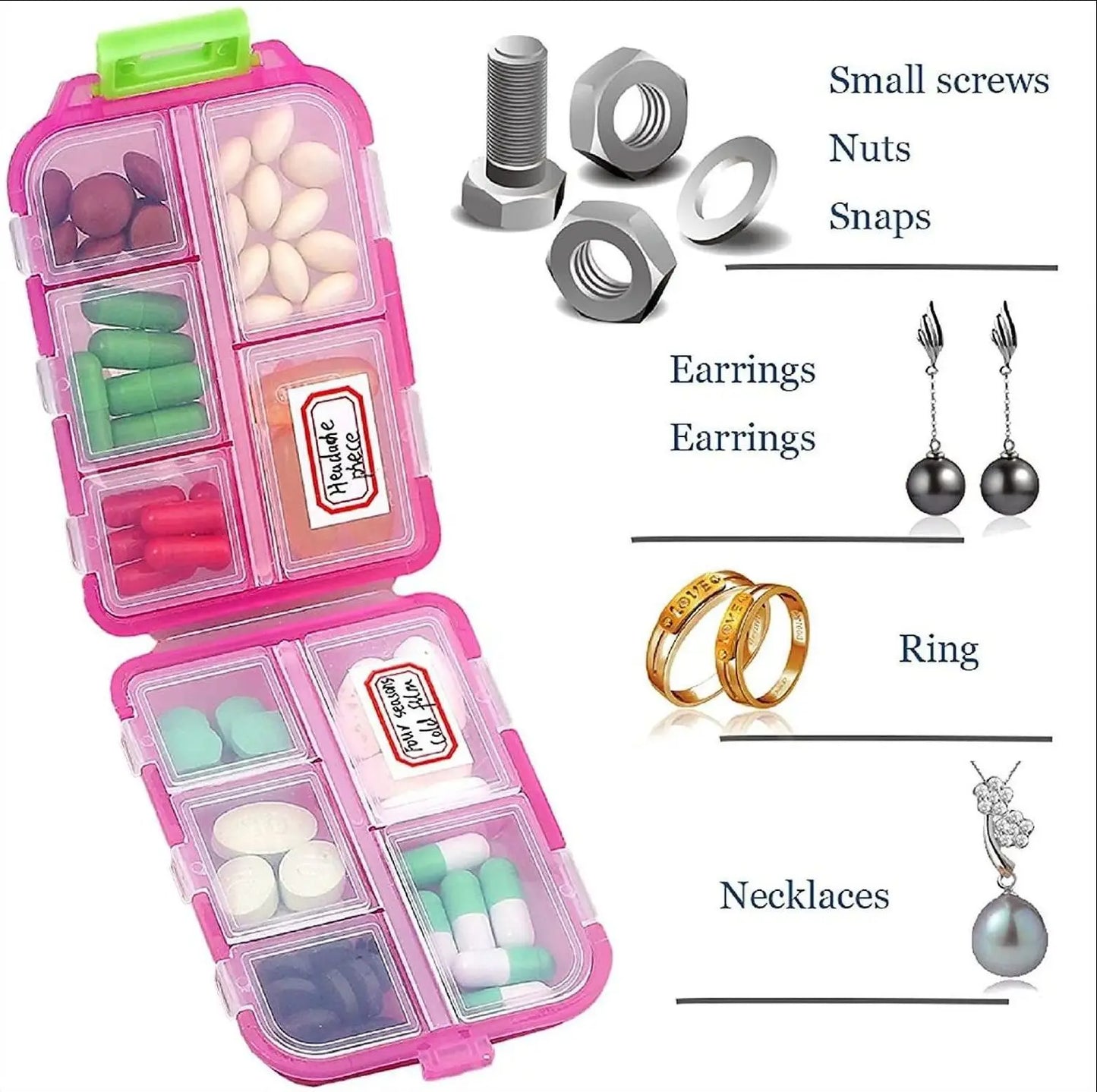 Portable Daily Pill Box Organizer