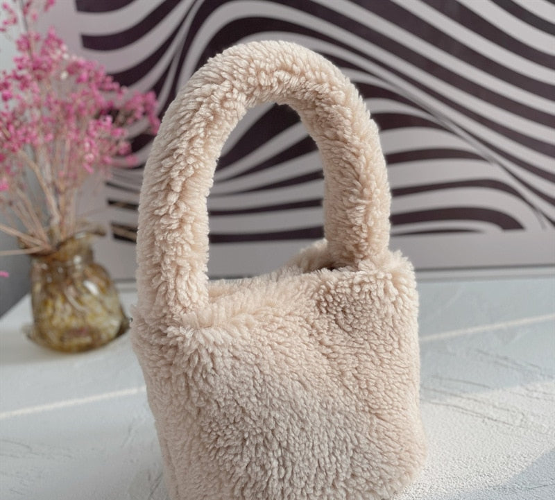 Soft Miniature Plush Bucket Handbag