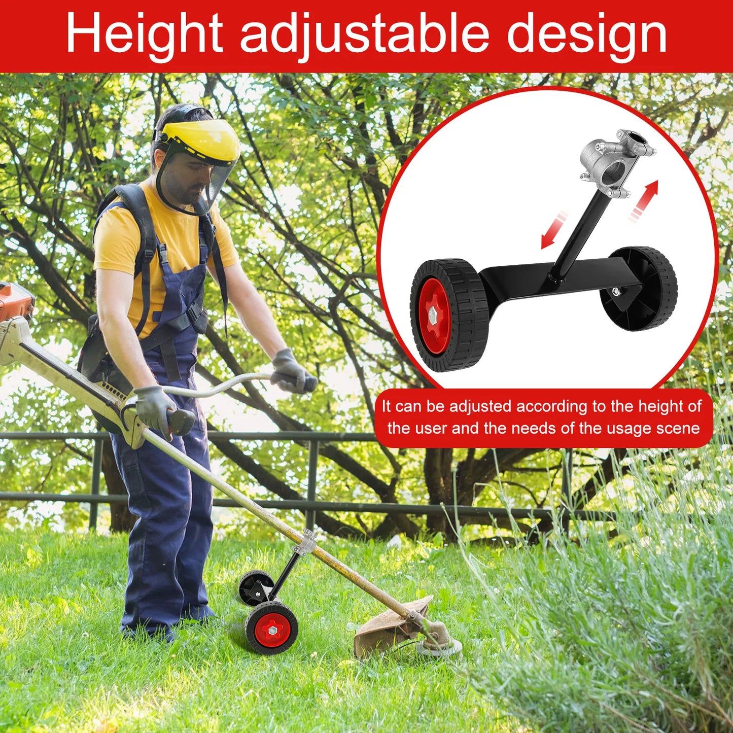 Universal Lawn Mower Wheel Kit Adjustable Height Support