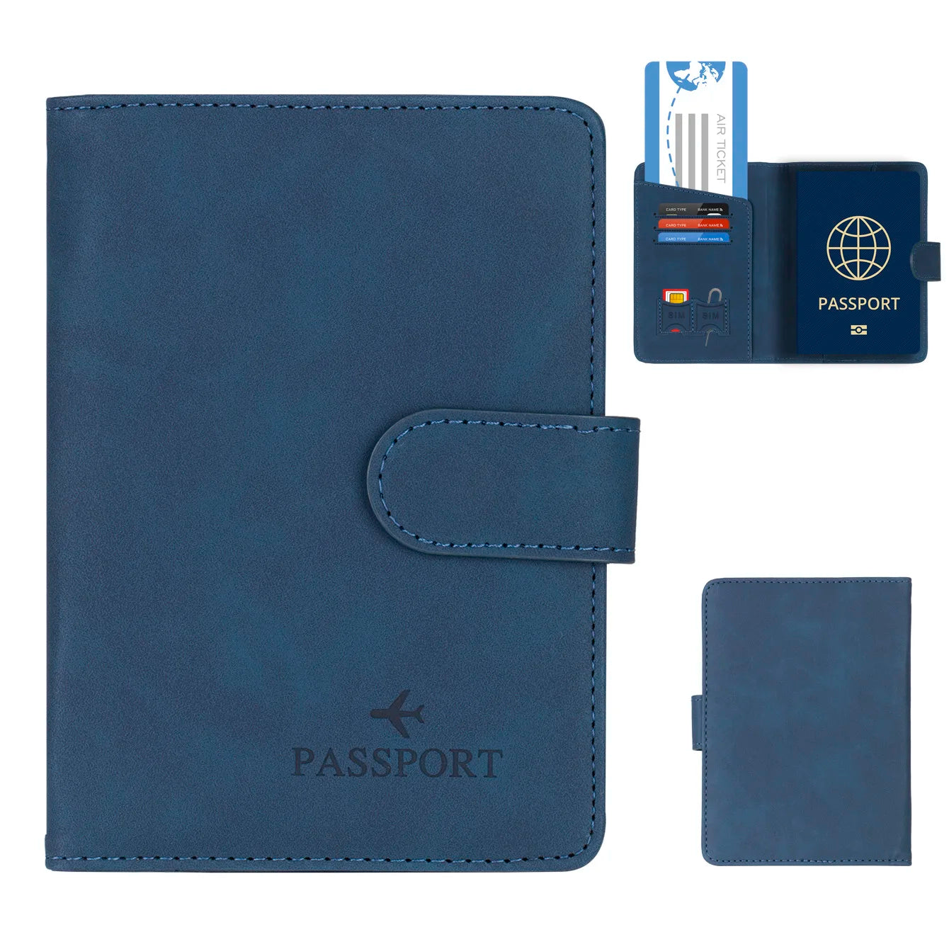 Genuine Leather Passport Wallet with RFID Blocker
