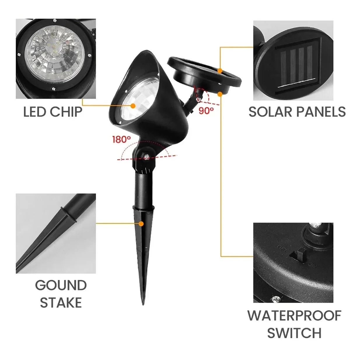 Outdoor Solar LED Spotlight for Garden Path Lighting