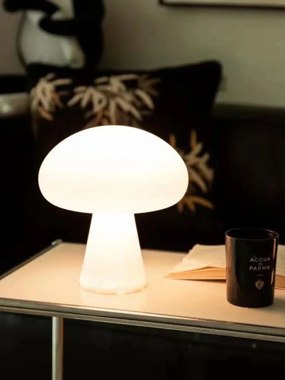 Elegant White Ceramic Mushroom Table Lamp