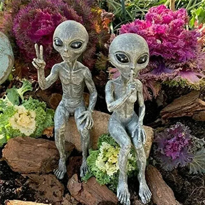 Alien Garden Statue UFO Decor Figurine