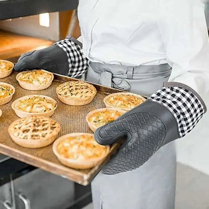 Heat Resistant Silicone Oven Gloves for Grill & Cooking