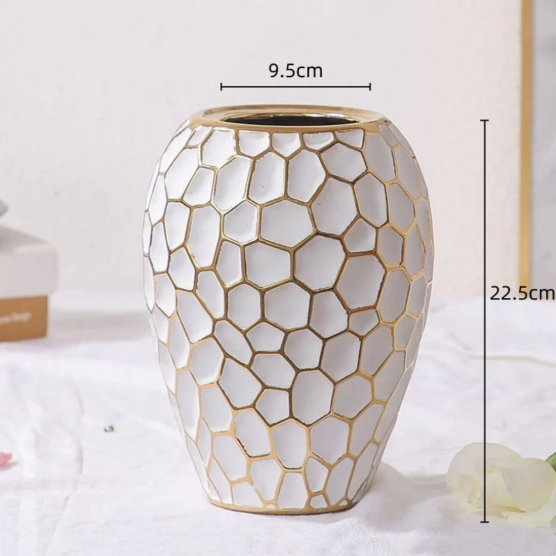 Elegant Gold Ceramic Vase Decorative Home Accent