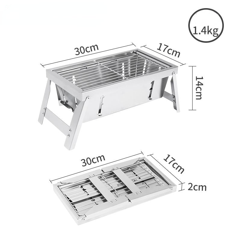Portable Outdoor Stainless Steel Folding BBQ Grill