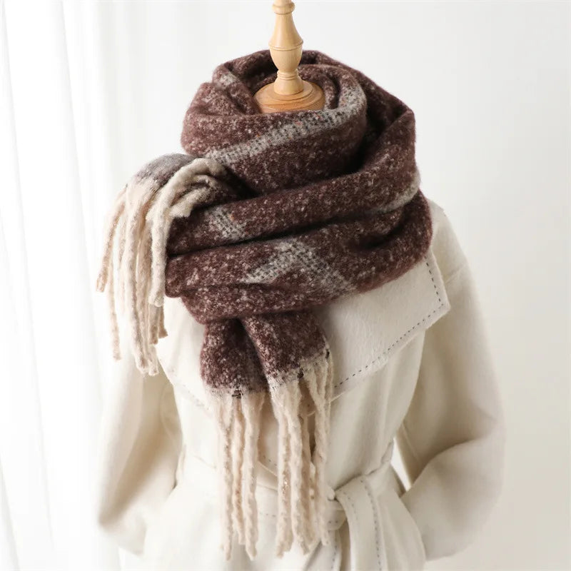 Soft Cashmere Winter Scarf with Fringe