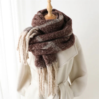 Soft Cashmere Winter Scarf with Fringe