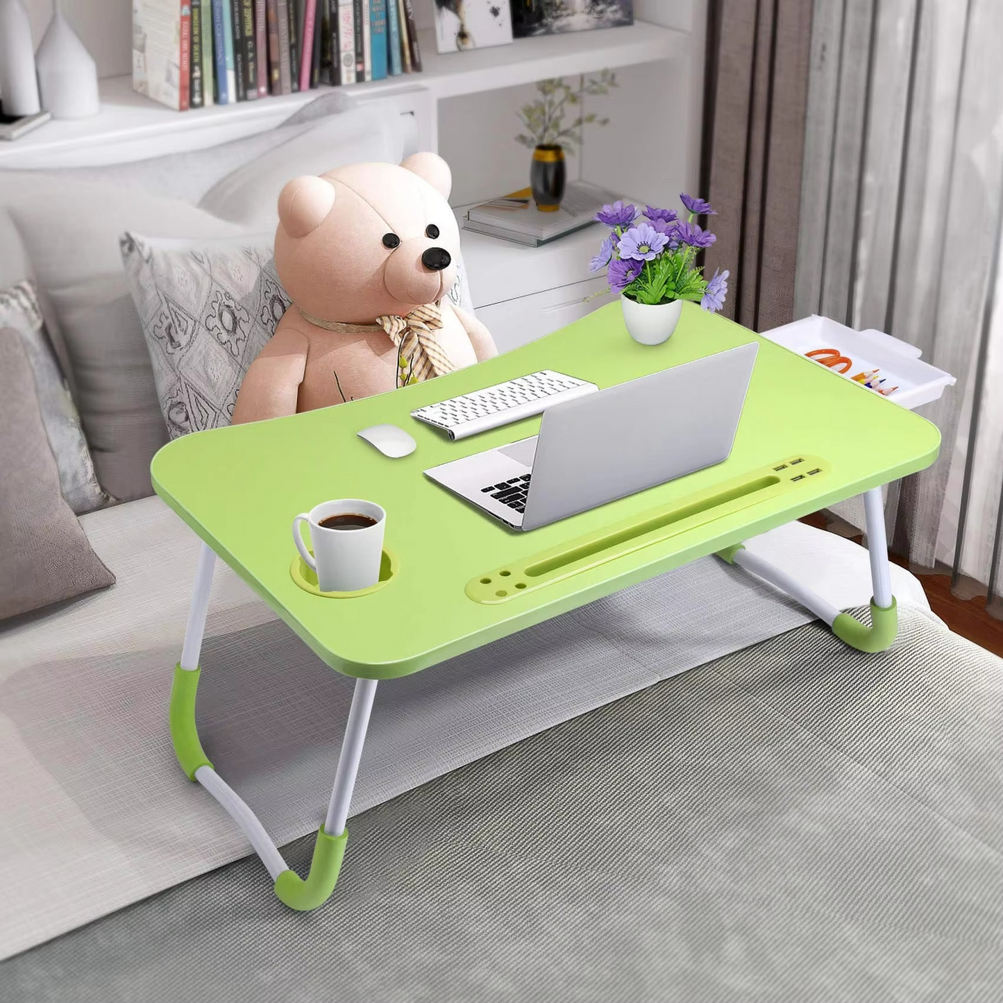 Compact Foldable Laptop Desk with LED Light and Fan