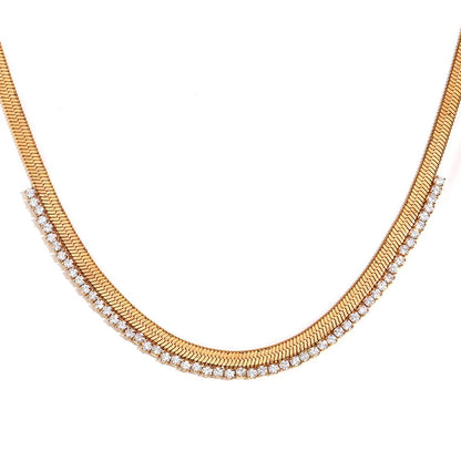 Luxury Herringbone Diamond Sparkle Necklace - Fesara