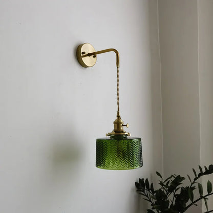 Retro Style Glass Pendant Light Green LED Lamp