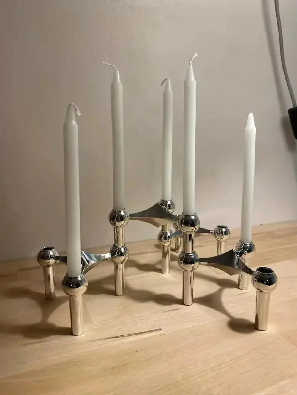 Simple Silver Metal Candle Holder - Fesara