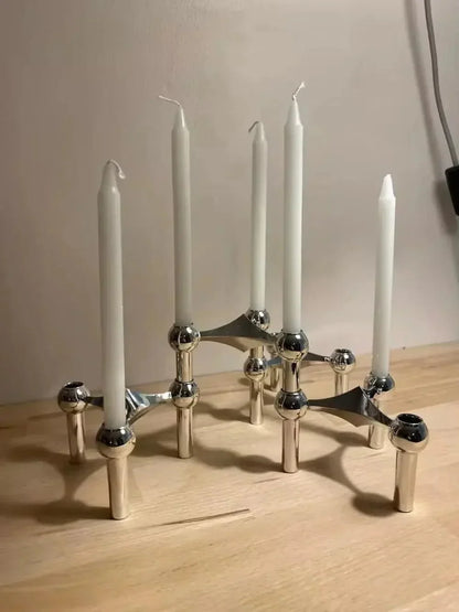 Simple Silver Metal Candle Holder - Fesara