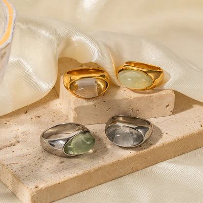Bold Oval Gemstone Stack Ring