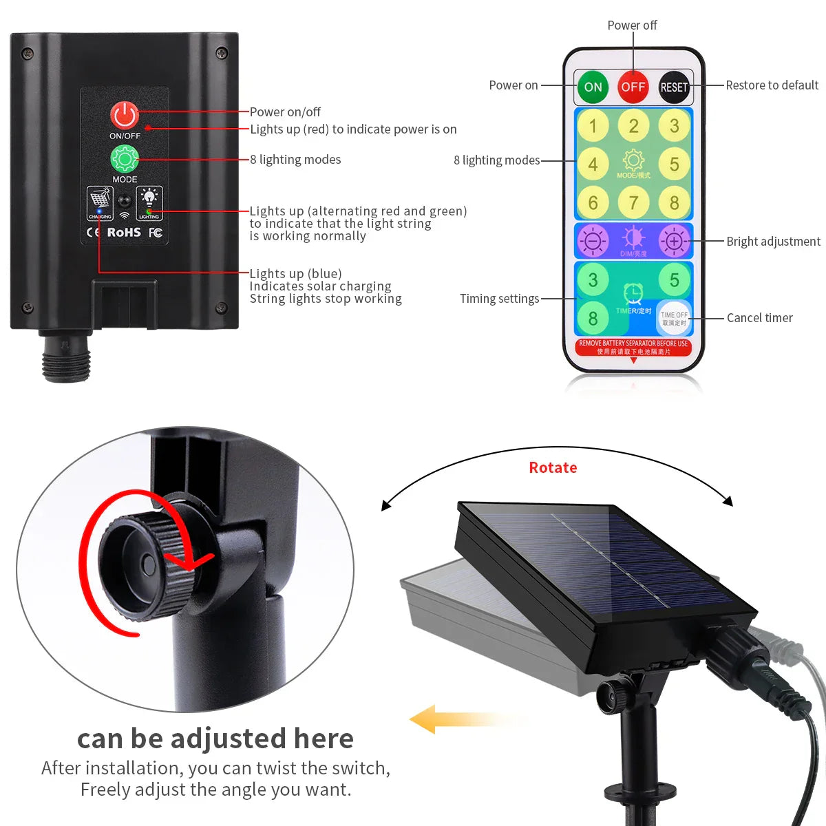 Outdoor Solar Fairy Lights 100M Waterproof Remote Control