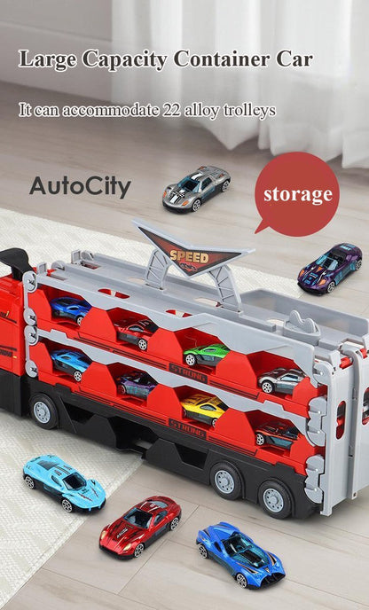 Ultimate Racing Trailer with Cars and Stunt Track