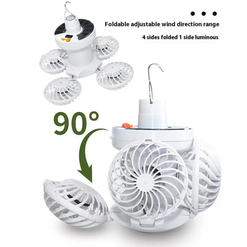 Compact Solar Powered Camping Light with Fan
