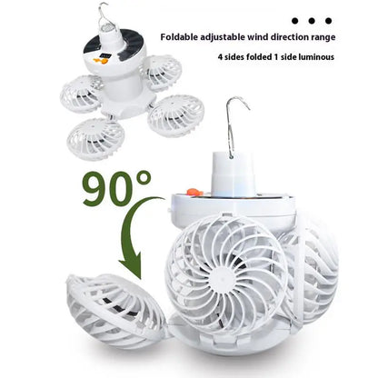 Compact Solar Powered Camping Light with Fan