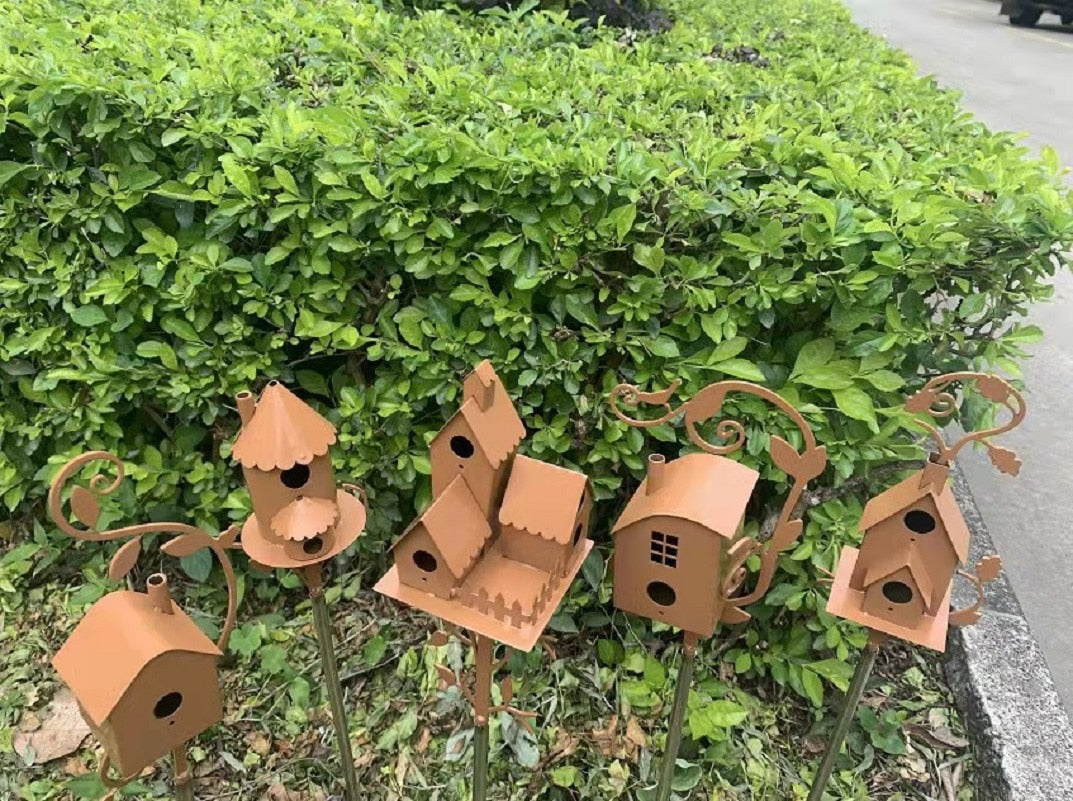 Colorful Metal Birdhouse Garden Decoration