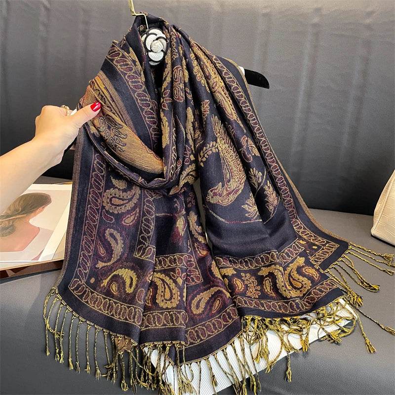 Soft Women's Cashmere Scarf Luxury Warm Print
