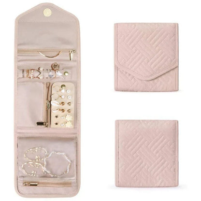 Portable Travel Jewelry Roll Up Storage Pouch - Fesara