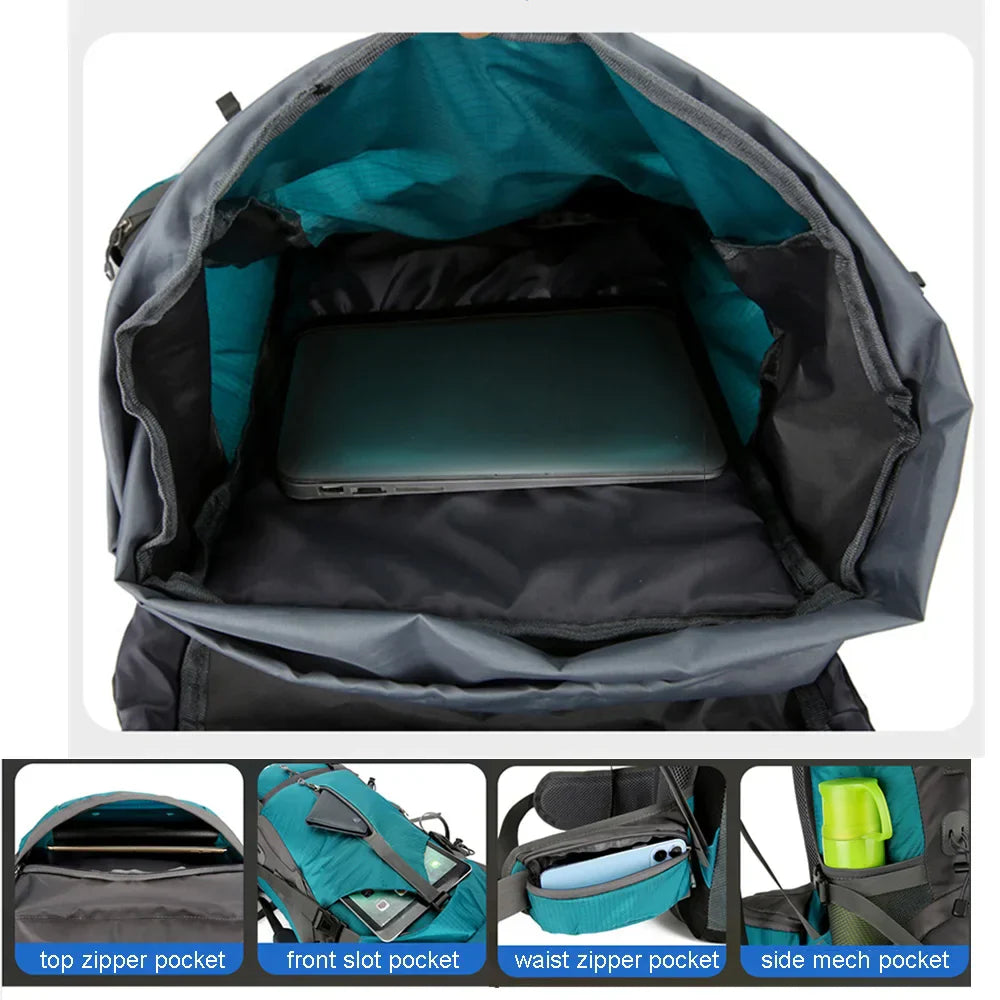 Waterproof Hiking Backpack 70L with Rain Cover