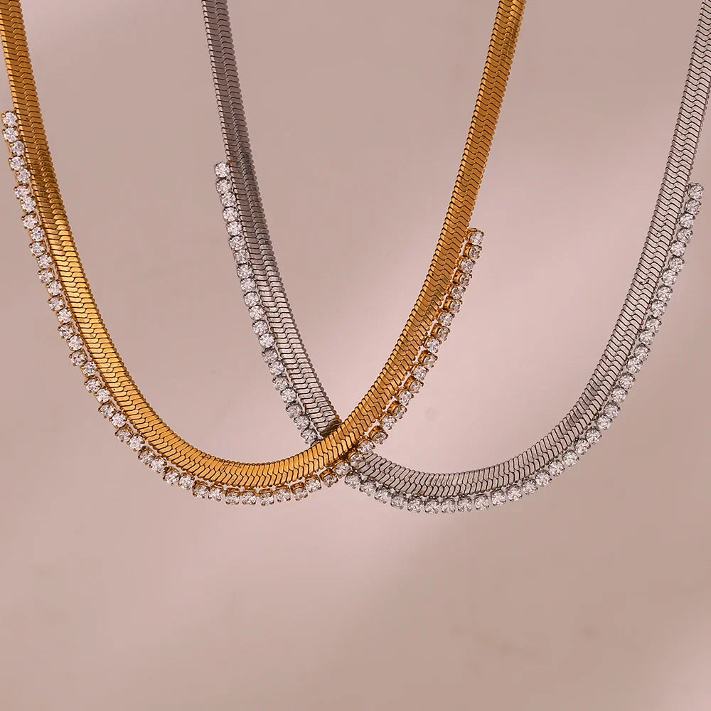 Luxury Herringbone Diamond Sparkle Necklace