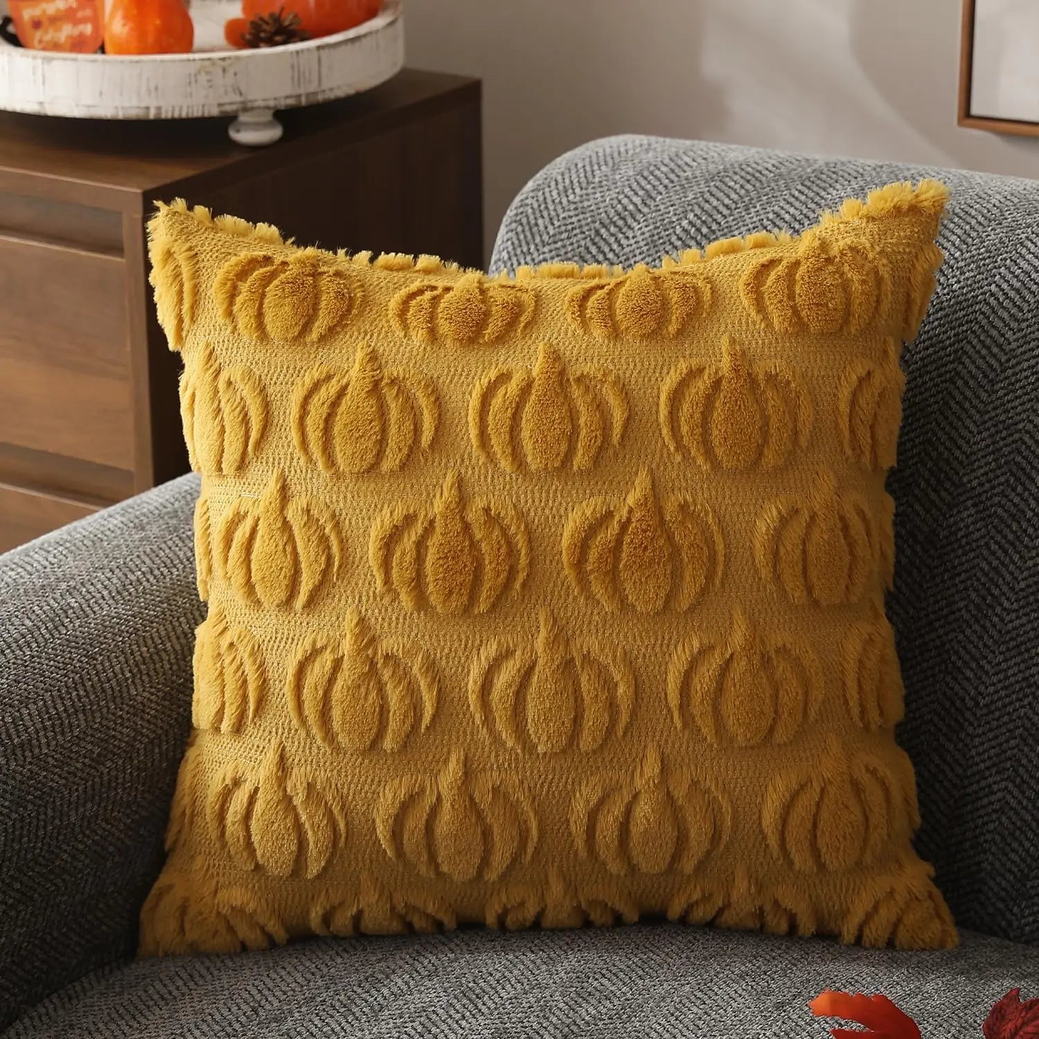 Plush Faux Fur Autumn Pillow Cover - Fesara