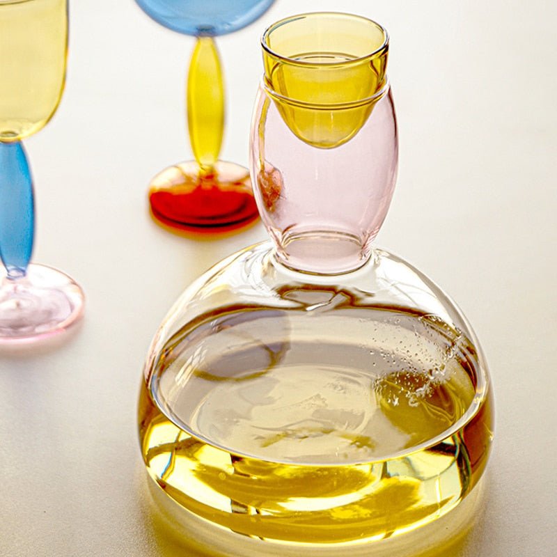 Colorful Glass Pitcher and Cup Set by Phillips