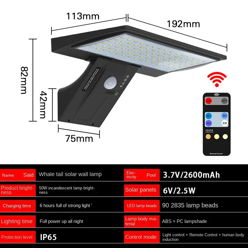 Bright Solar Powered Outdoor Wall Light with Motion Sensor