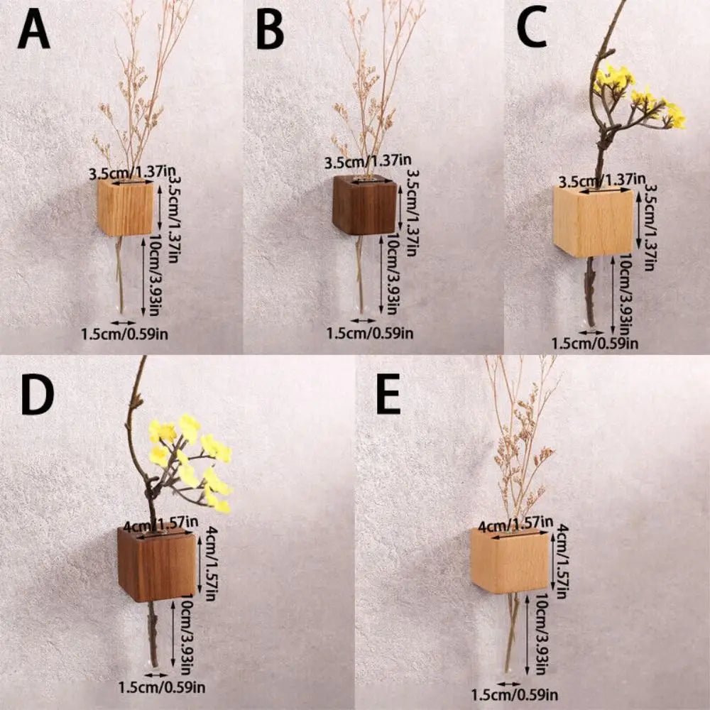 Natural Wood Floral Tube Vase