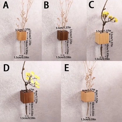 Natural Wood Floral Tube Vase