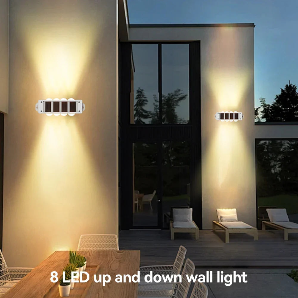 Outdoor Solar Powered Wall Lamp Warm White Waterproof