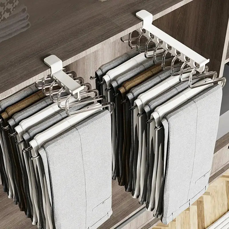 Space Saving Retractable Closet Hanger Organizer Rail