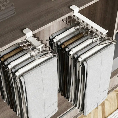 Space Saving Retractable Closet Hanger Organizer Rail