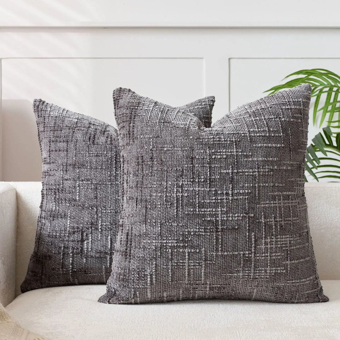 Soft Chenille Cushion with Natural Bamboo Pattern