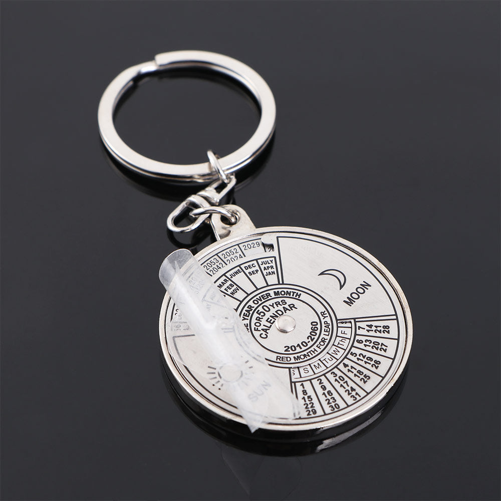 Fesara Compact Daily Mini Metal Pocket Calendar Keychain